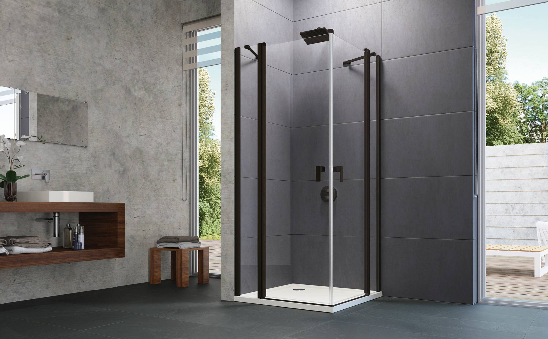 Mampara de bañera plegable Design Pure HPL Hüppe